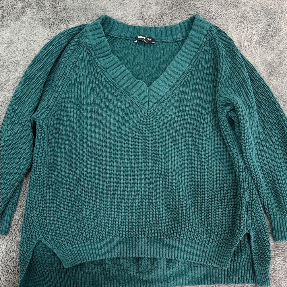 Express Teal V-Neck Sweater for Women